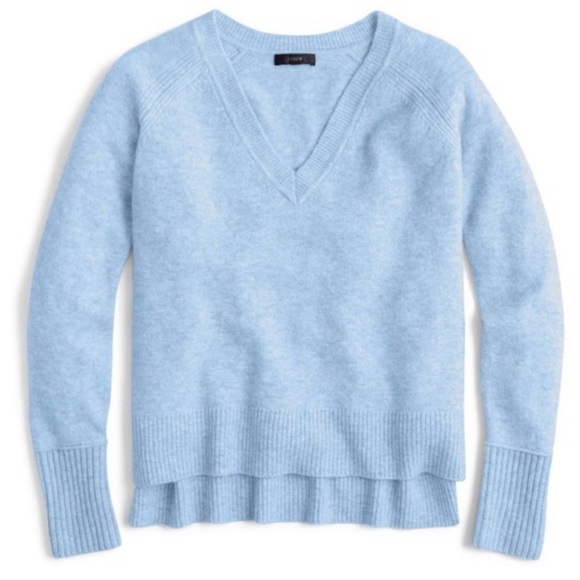 J. Crew Supersoft V-Neck Sweater Heather Blue Small Merino Wool Alpaca - Picture 1 of 11